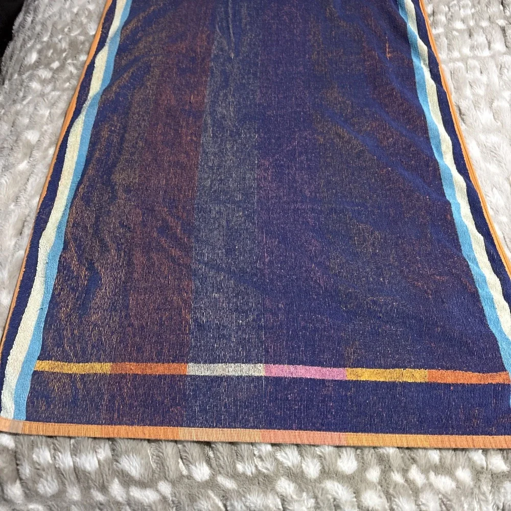 Vintage 90's Y2K Retro Large Beach Towel Fish Multicolored Stripes